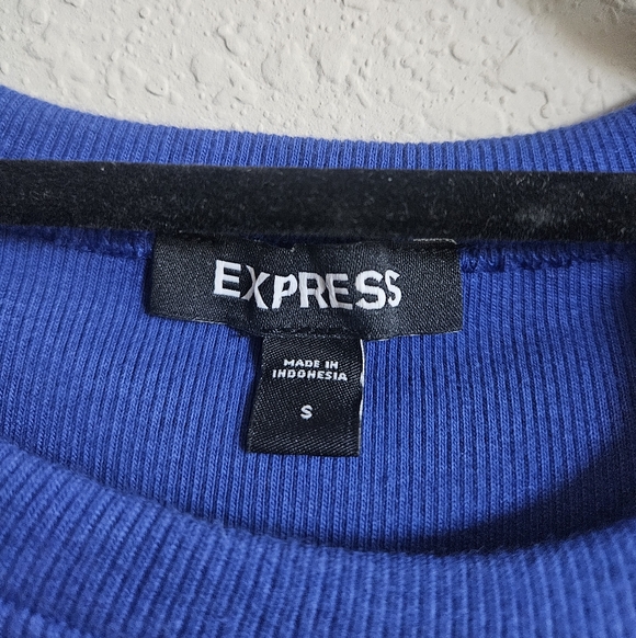 Express Blue Ruffle Sleeve Top - Picture 2 of 3